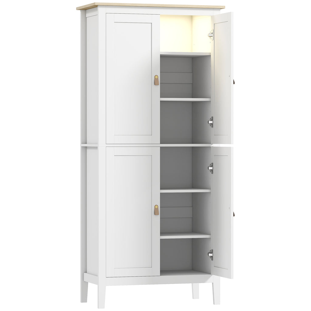 Tall Pantry Cupboard with Motion Sensor LED Light White