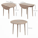 Round Drop Leaf Folding Dining Table for Four - Natural wood finish
