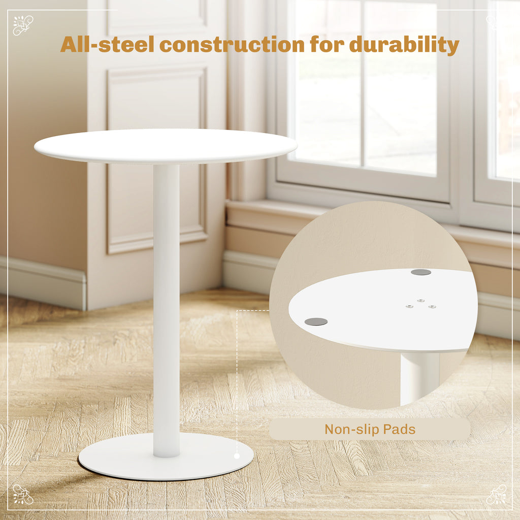 Small Round Bistro Dining Table with Steel Base