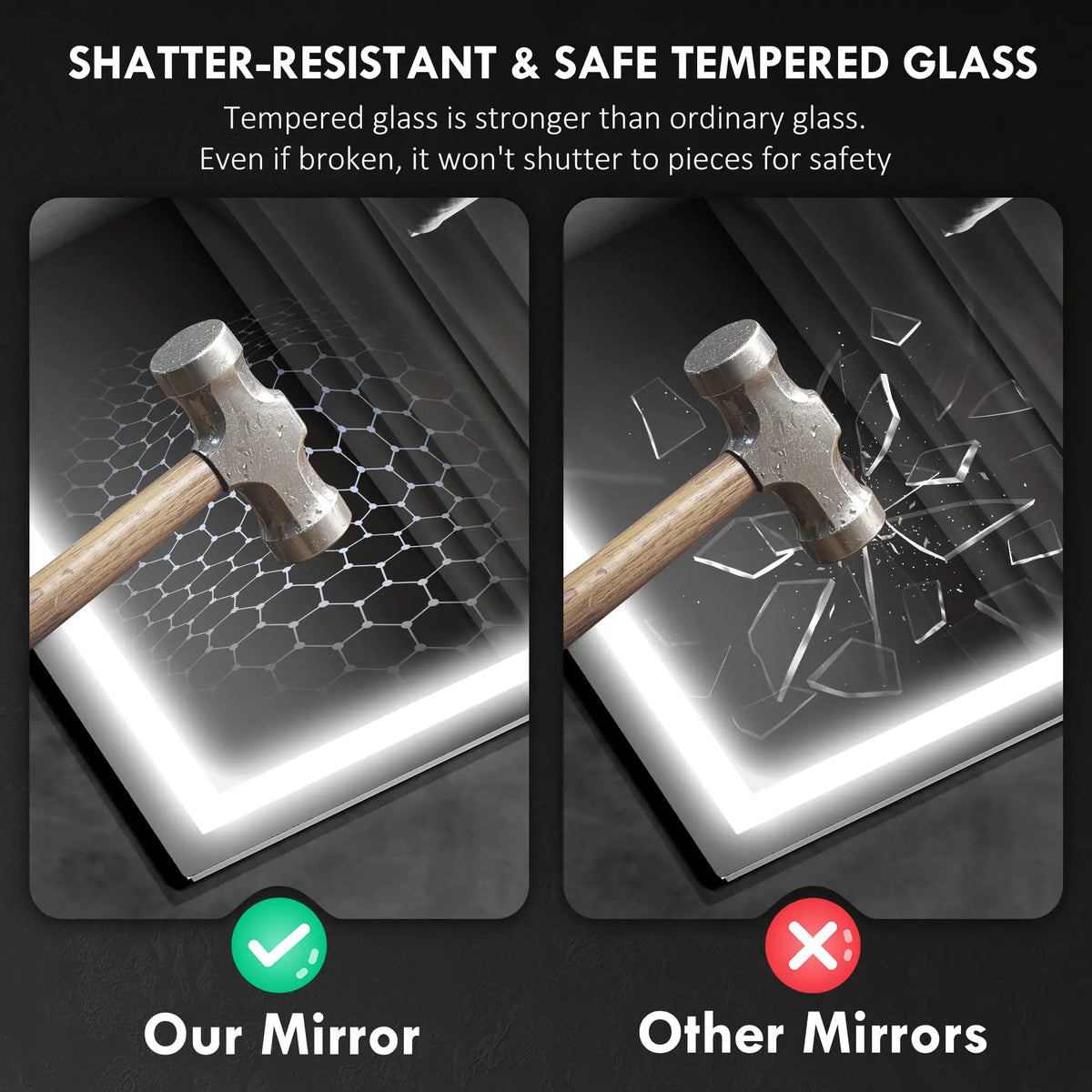 Bluetooth LED Anti-Fog Bathroom Mirror with Demister Pad