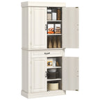 Tall Kitchen Cupboard with Drawer and Dual Cabinet Storage Cream White