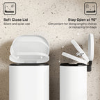 Slim Curved Pedal Kitchen Bin with Soft-Close Lid - Cream