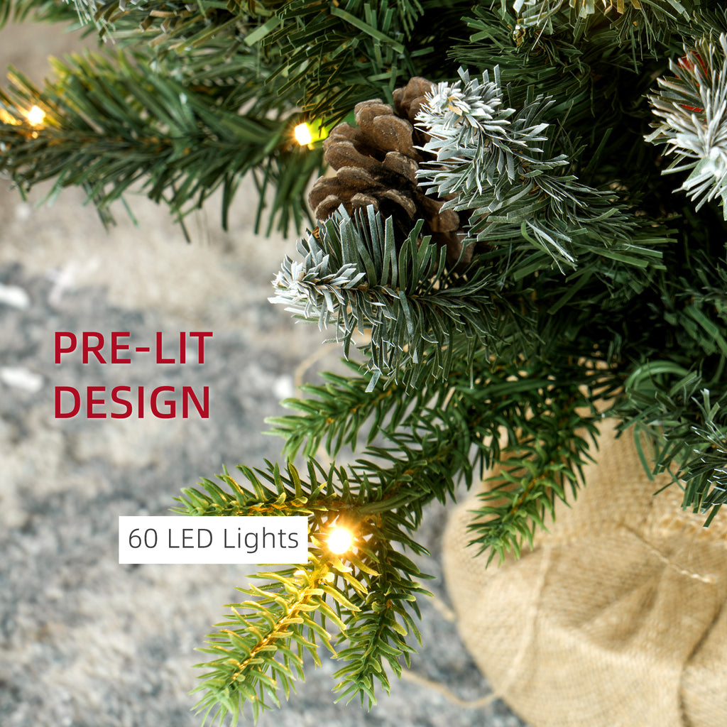 Set of 2 3ft Pre-Lit Tabletop Christmas Trees with LED Lights