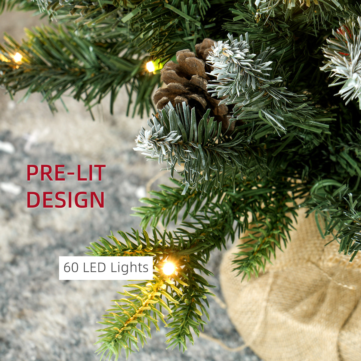 Set of 2 3ft Pre-Lit Tabletop Christmas Trees with LED Lights