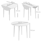 Round Drop Leaf Folding Dining Table for Four - White