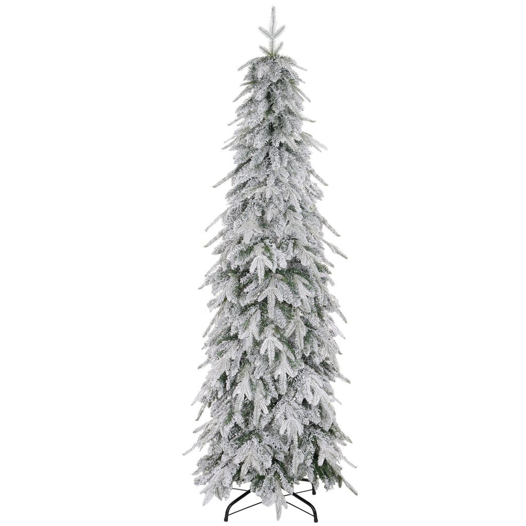 6ft Pencil Snow Flocked Christmas Tree with Downswept Branches