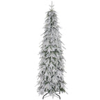 6ft Pencil Snow Flocked Christmas Tree with Downswept Branches