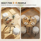 Industrial Round Dining Table with Cross Legs Oak