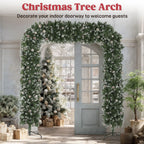 8.2ft Snow Frosted Christmas Tree Arch for Doorways Green