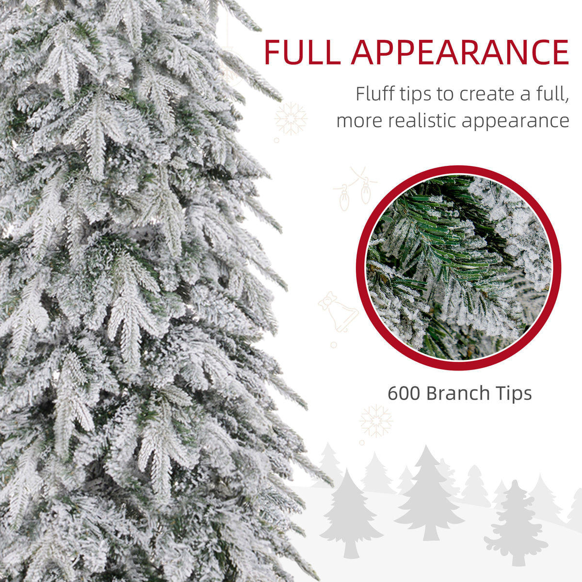 6ft Pencil Snow Flocked Christmas Tree with Downswept Branches