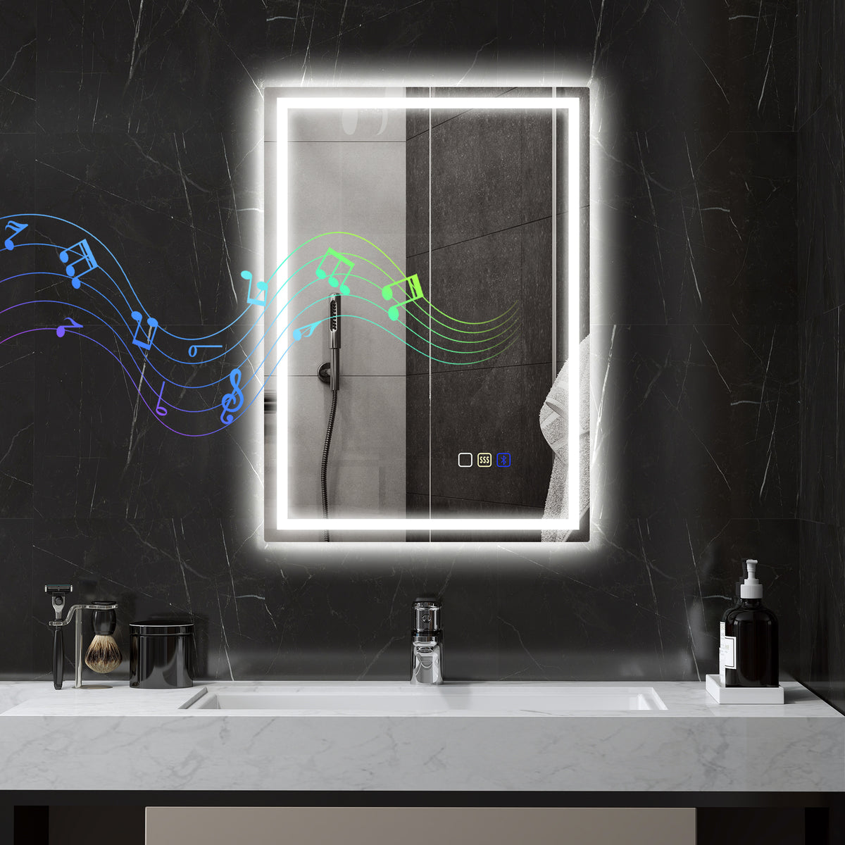 Bluetooth LED Anti-Fog Bathroom Mirror with Demister Pad