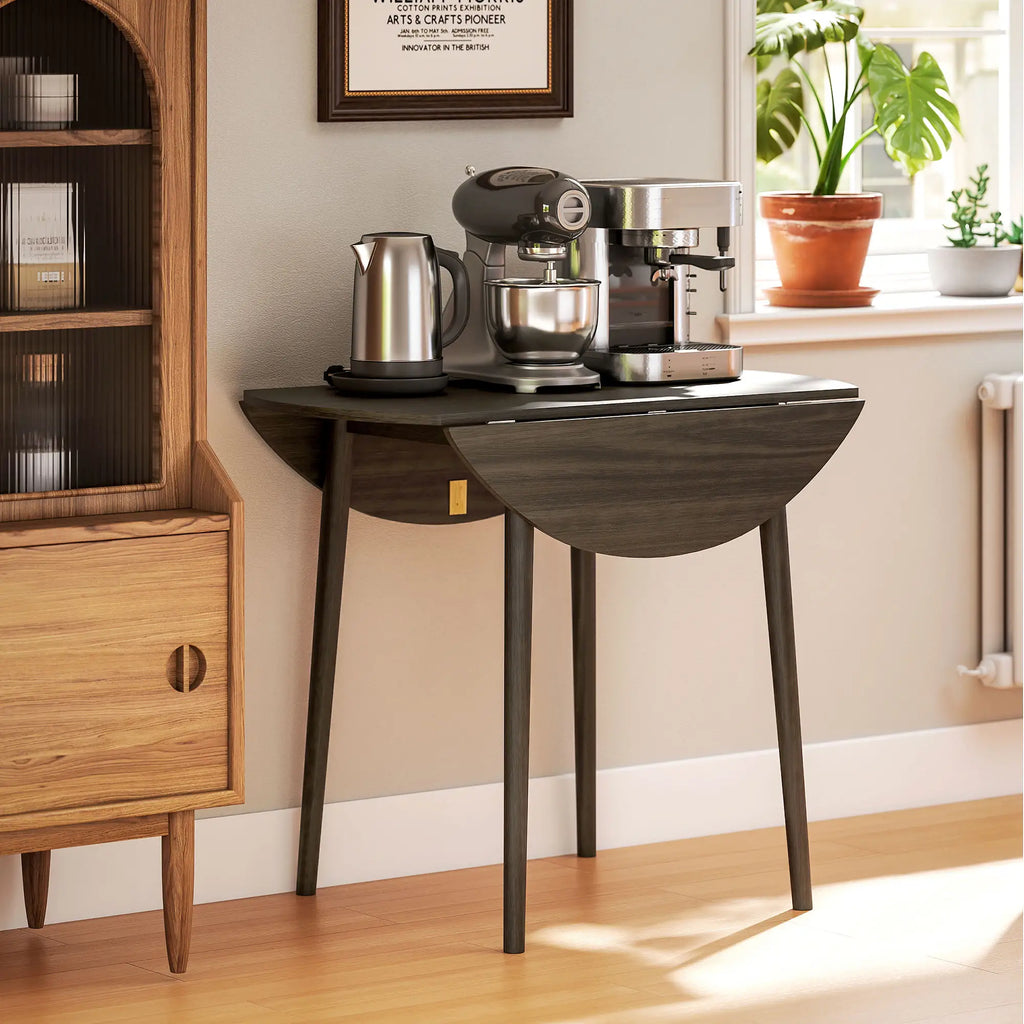 Round Drop Leaf Folding Dining Table for Four