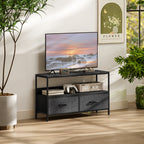 and Black TV Cabinet with Foldable Linen Drawers - Black