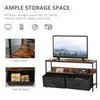 Rustic Brown and Black TV Cabinet with Foldable Linen Drawers