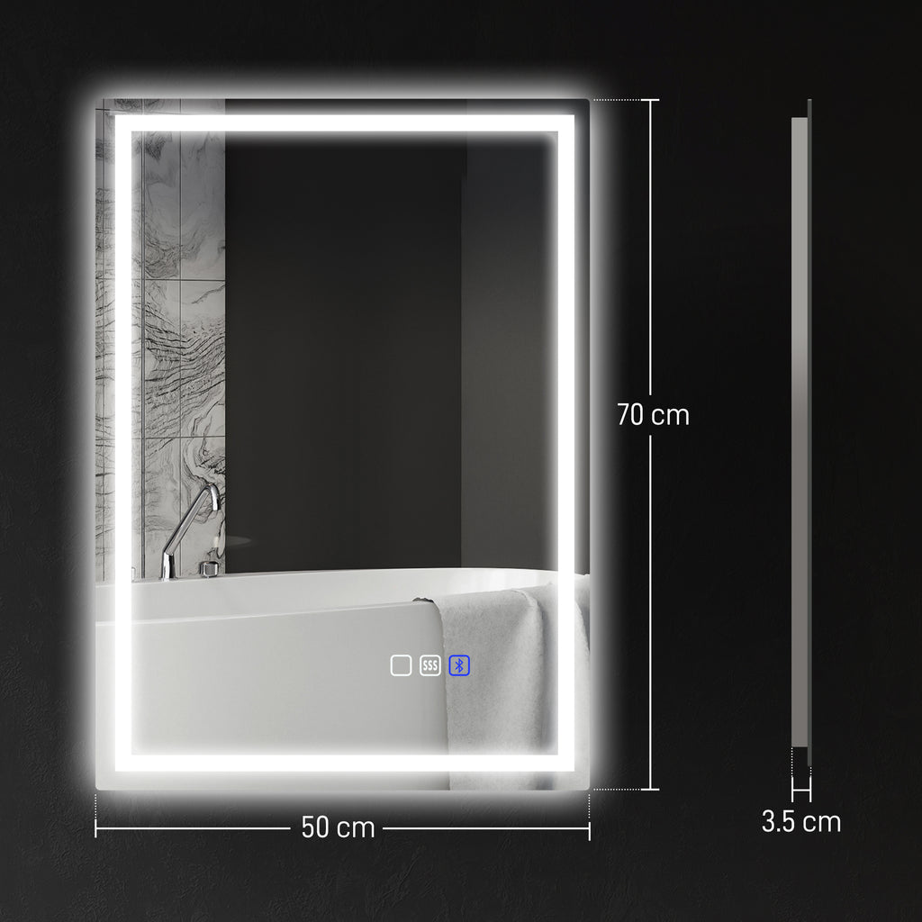 Bluetooth LED Anti-Fog Bathroom Mirror with Demister Pad