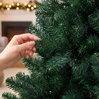 7ft Hinged Fir Christmas Tree with Foldable Steel Stand Green