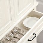 Tall Kitchen Cupboard with Drawer and Dual Cabinet Storage Cream White