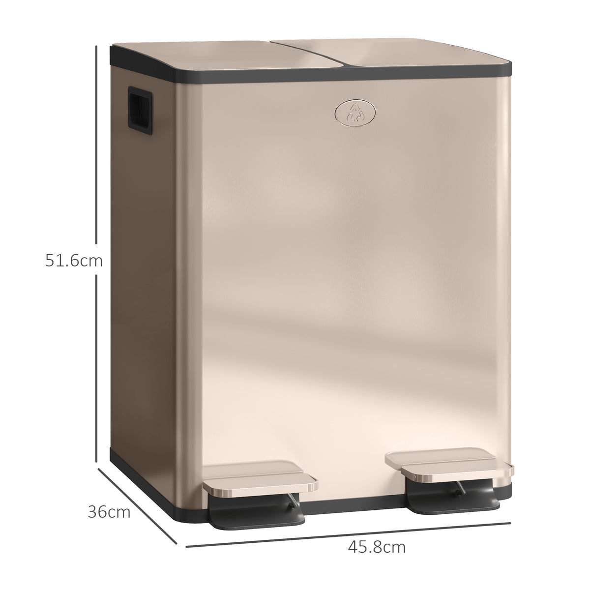 Dual Compartment Recycling Bin with Deodoriser Holders