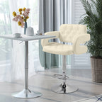 PU Leather Swivel Bar Stool with Backrest and Footrest - Beige