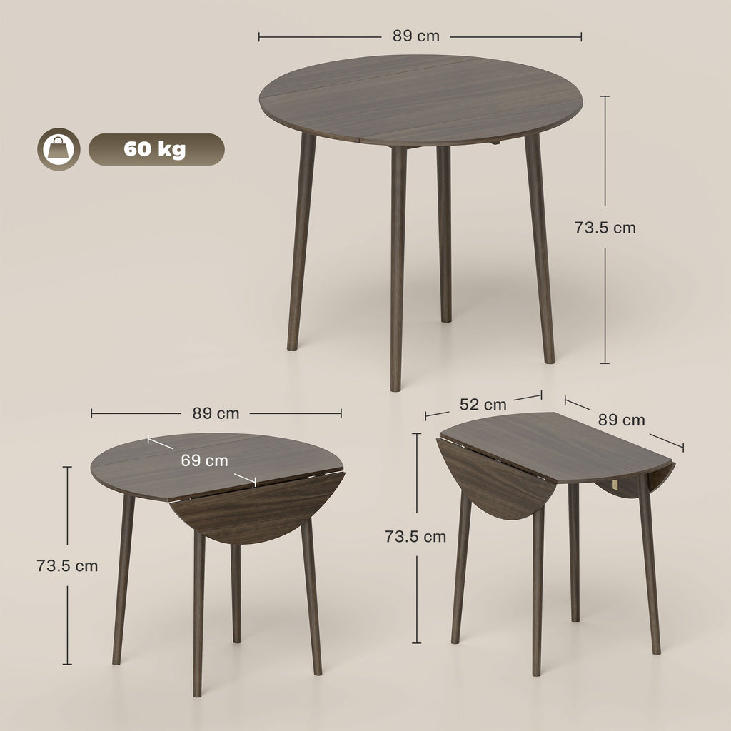 Round Drop Leaf Folding Dining Table for Four