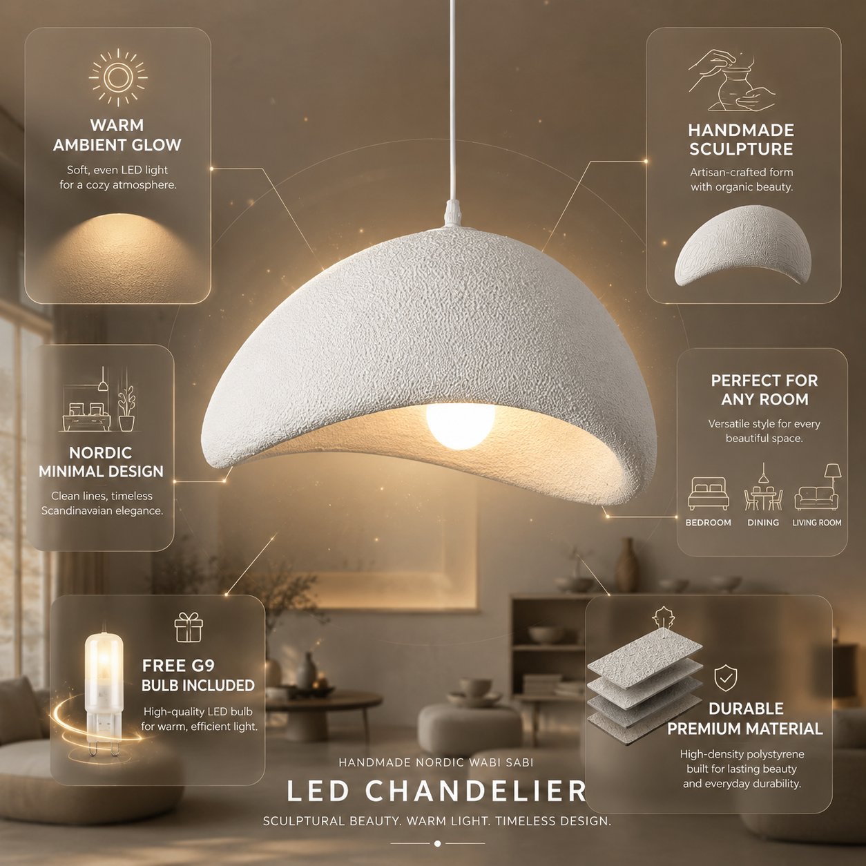 Zenith Glow Modern LED Chandelier in Handmade Nordic Design