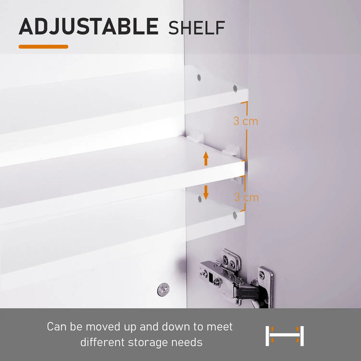 3-Tier Mirror Cabinet with Soft-Close Hinges and Adjustable Shelf White - additional view