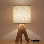 Nordic Wooden Tripod Table Lamp with Linen Shade