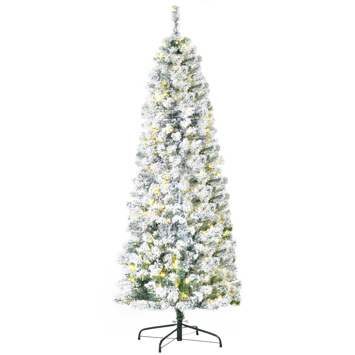 6ft Pre-Lit Snow Flocked Christmas Tree with Warm White LED Lights