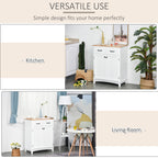 Coastal Sideboard with Wooden Countertop and Storage Drawers White