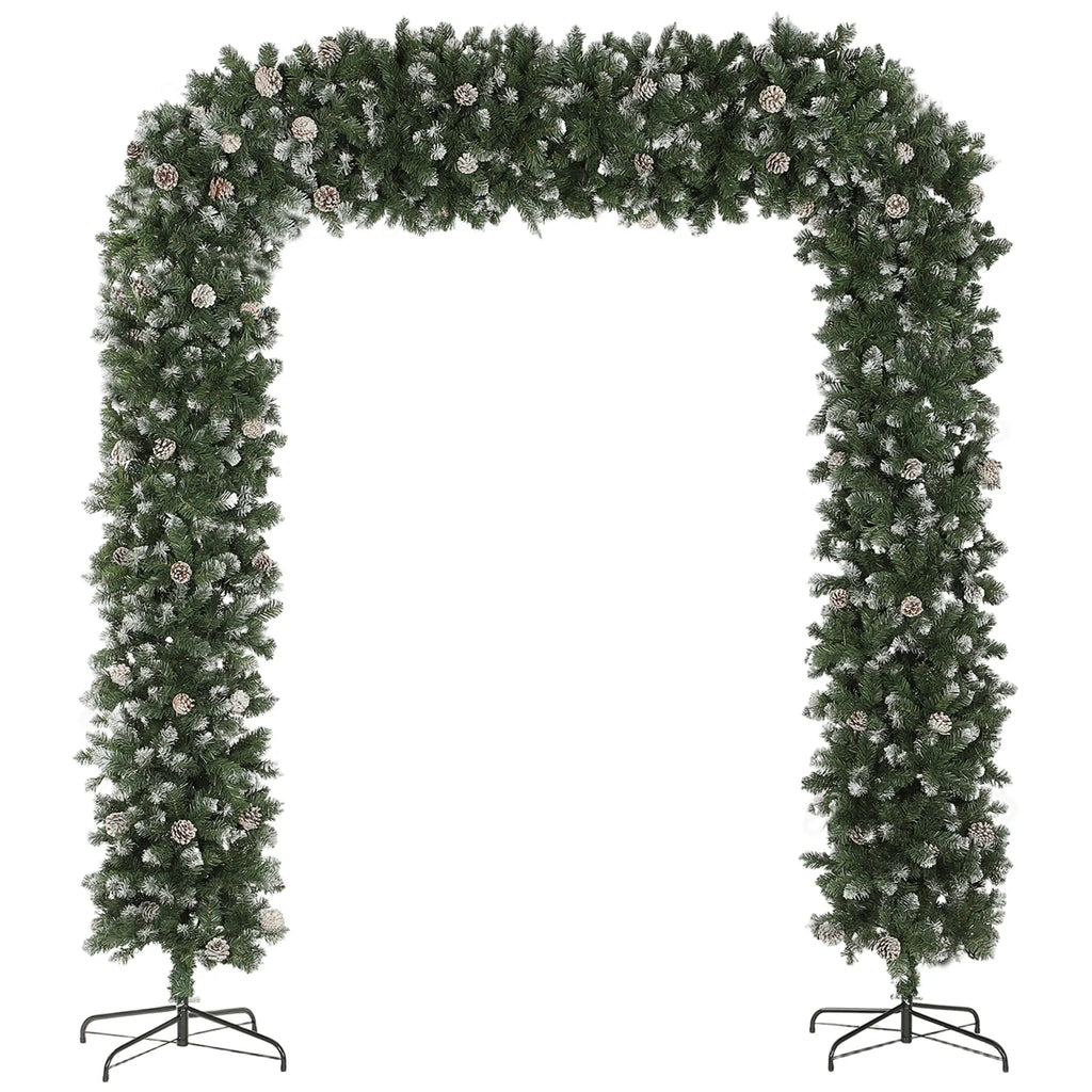 8.2ft Snow Frosted Christmas Tree Arch for Doorways Green