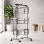 Extra-Large 4-Tier Foldable Clothes Airer with Wheels