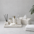 Alabaster Travertine Stone Bathroom Accessory Set Modern Bathroom Decor