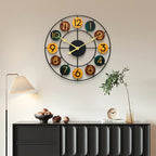 Colourful Retro Metal Wall Clock with Iron Frame