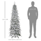 6ft Pencil Snow Flocked Christmas Tree with Downswept Branches