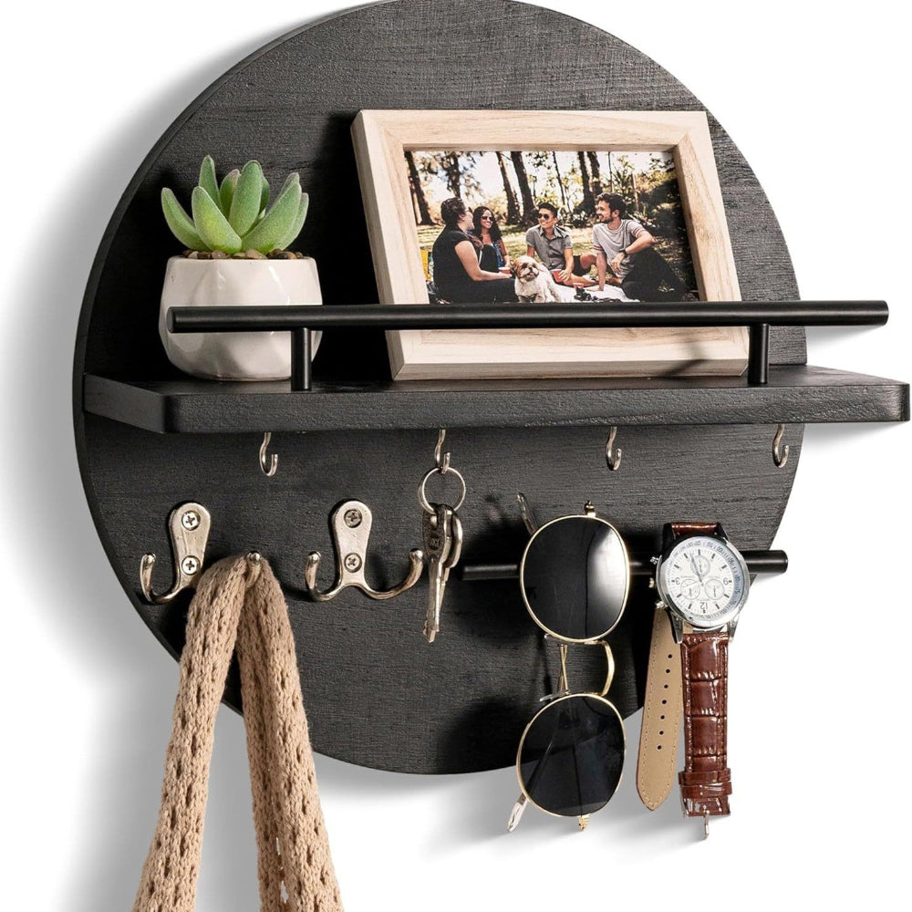 Round Wooden Key Holder Eco-Friendly Wall Organiser