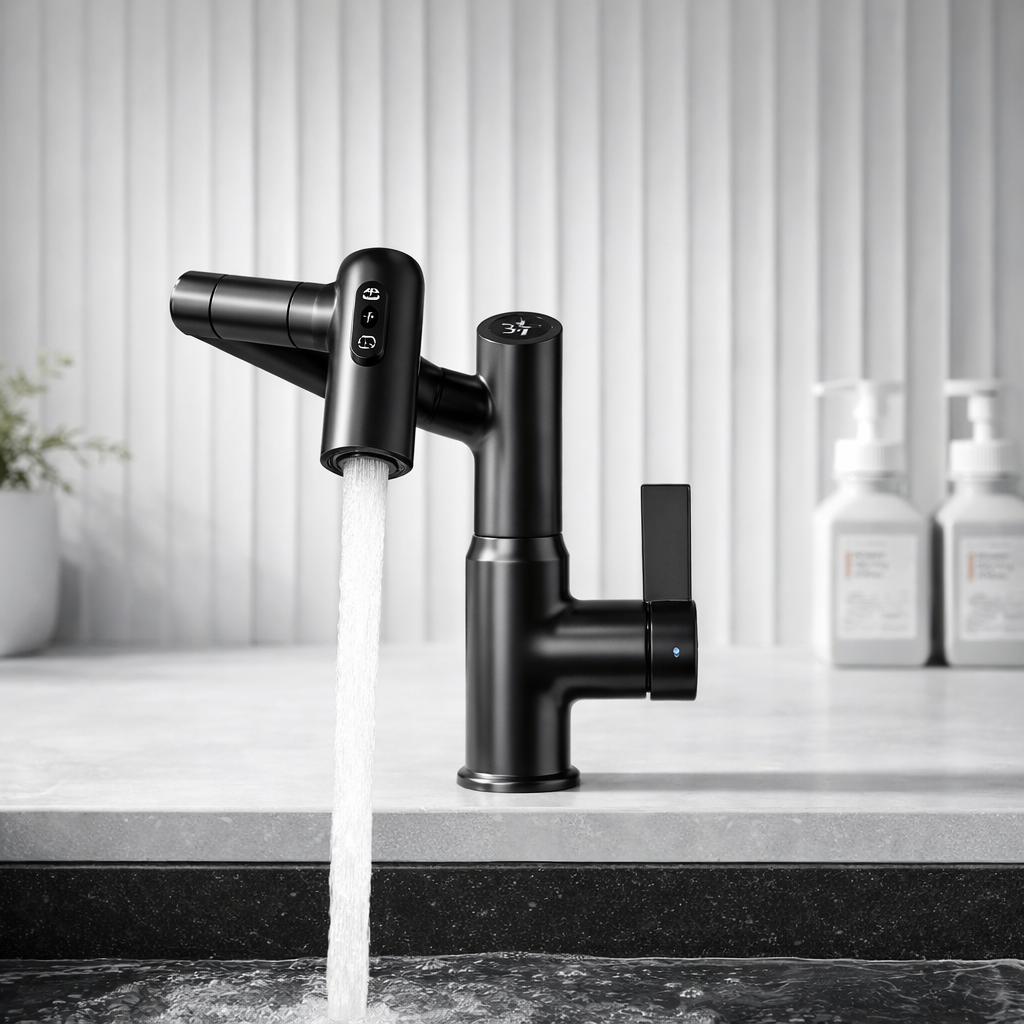 Modern Matte Bathroom Mixer Tap with LED Temperature Display Modern Bathroom Decor