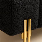 Black Sherpa Upholstered End of Bed Bench with Gold Legs