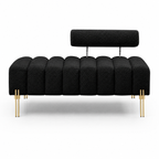 Black Sherpa Upholstered End of Bed Bench with Gold Legs
