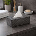 Luxury Marble Tissue Box with Timber Vein Finish