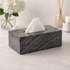 Luxury Marble Tissue Box with Timber Vein Finish