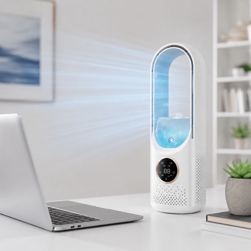 Blade-Free Quiet Portable Air Cooler for Home Cooling