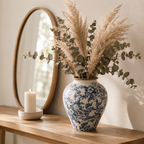 Hand-Painted Blue & White Ceramic Vase