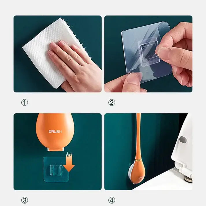 Silicone Toilet Brush with Wall-Mount Holder and Hygienic Modern Design