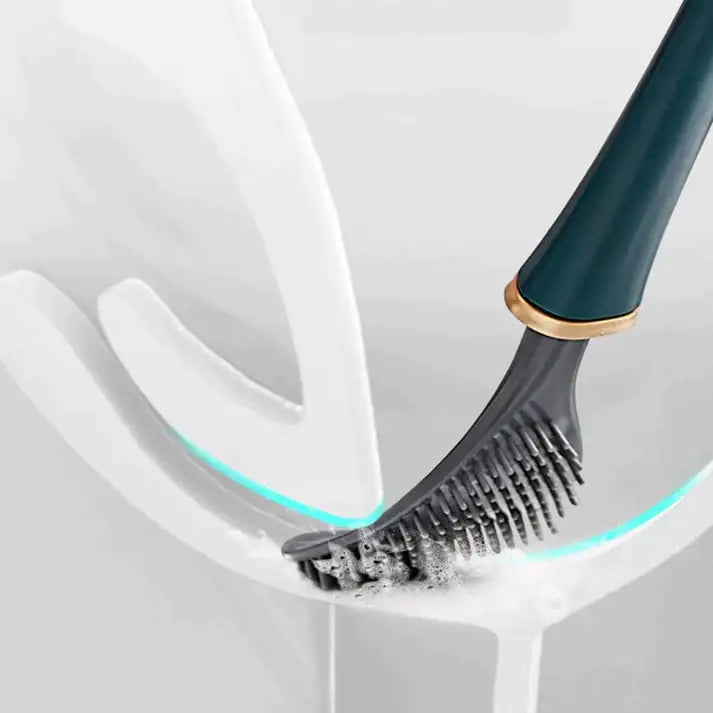 Silicone Toilet Brush with Wall-Mount Holder and Hygienic Modern Design