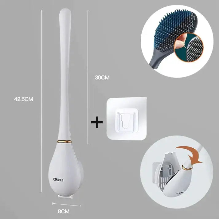 Silicone Toilet Brush with Wall-Mount Holder and Hygienic Modern Design