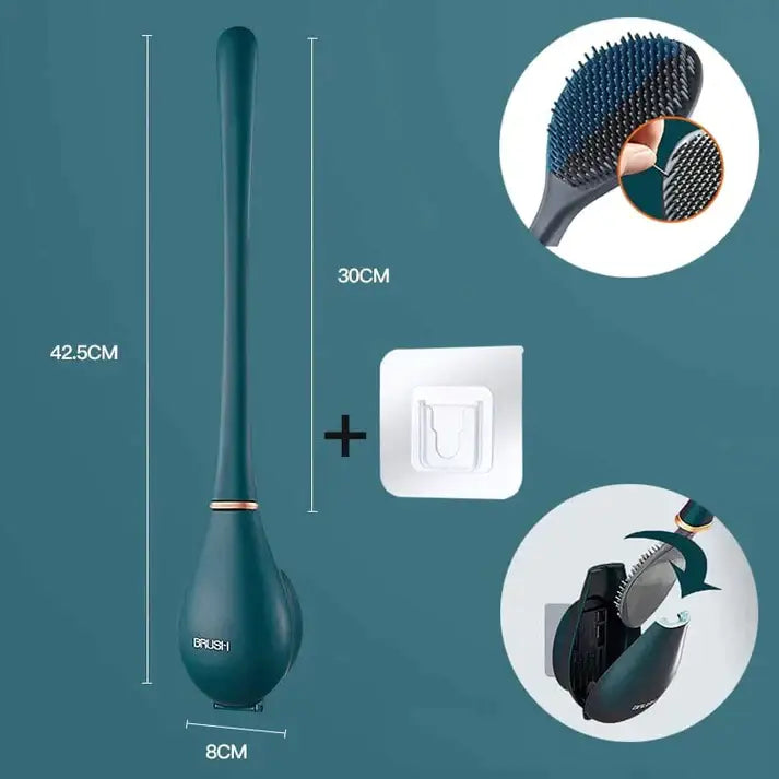 Silicone Toilet Brush with Wall-Mount Holder and Hygienic Modern Design