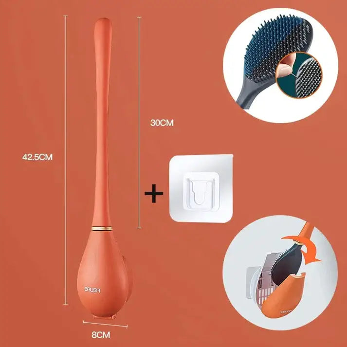 Silicone Toilet Brush with Wall-Mount Holder and Hygienic Modern Design