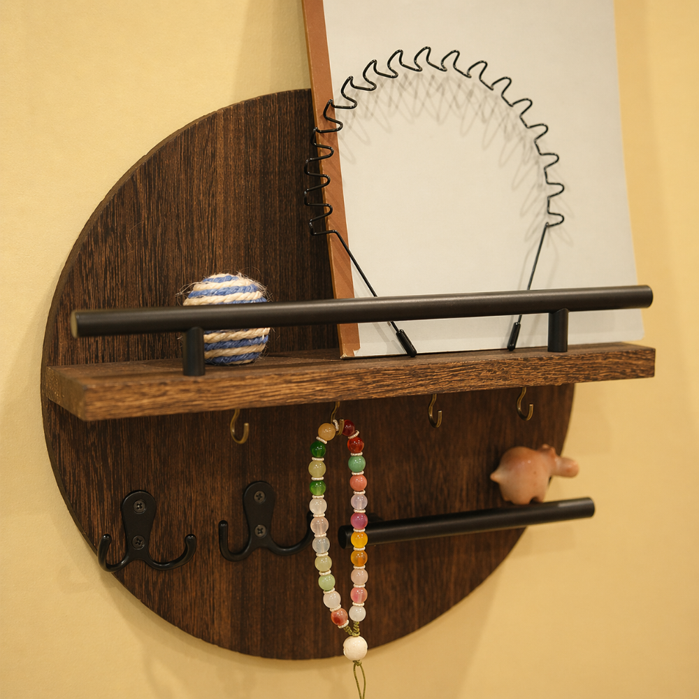 Round Wooden Key Holder Eco-Friendly Wall Organiser