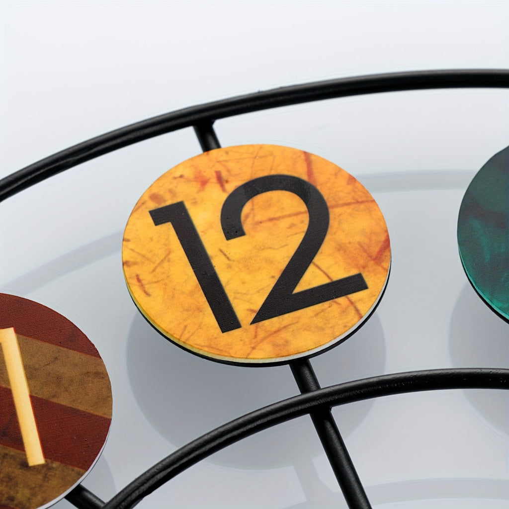 Colourful Retro Metal Wall Clock with Iron Frame