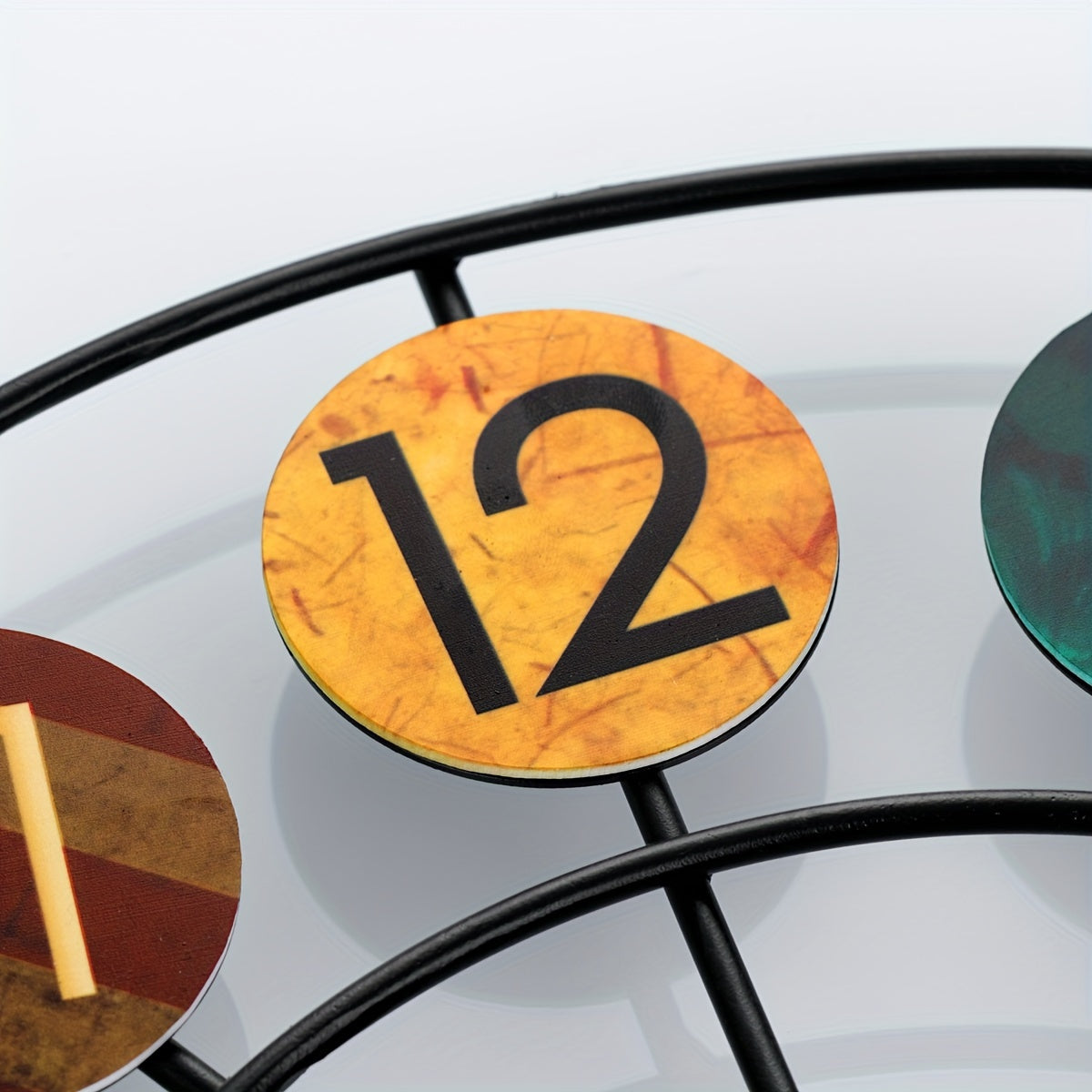 Colourful Retro Metal Wall Clock with Iron Frame